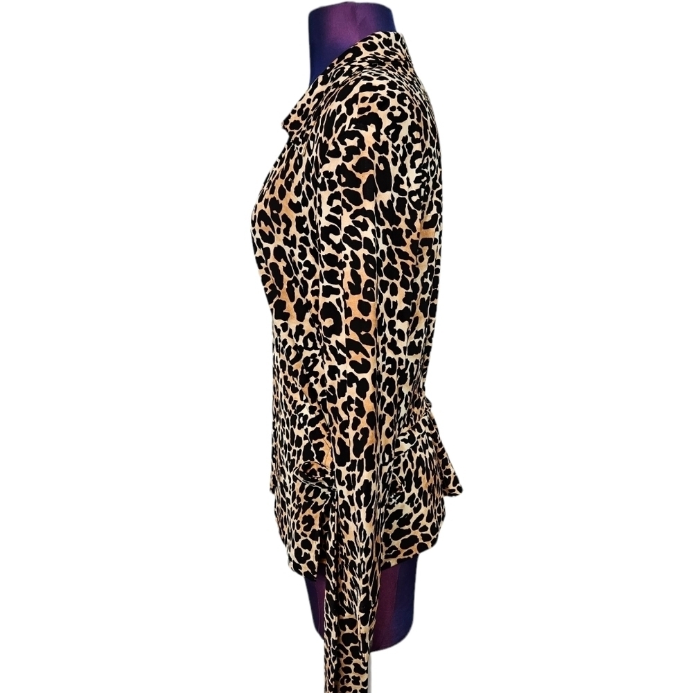 Talbots Leopard Print Wrap Blouse Size Large Wome… - image 3